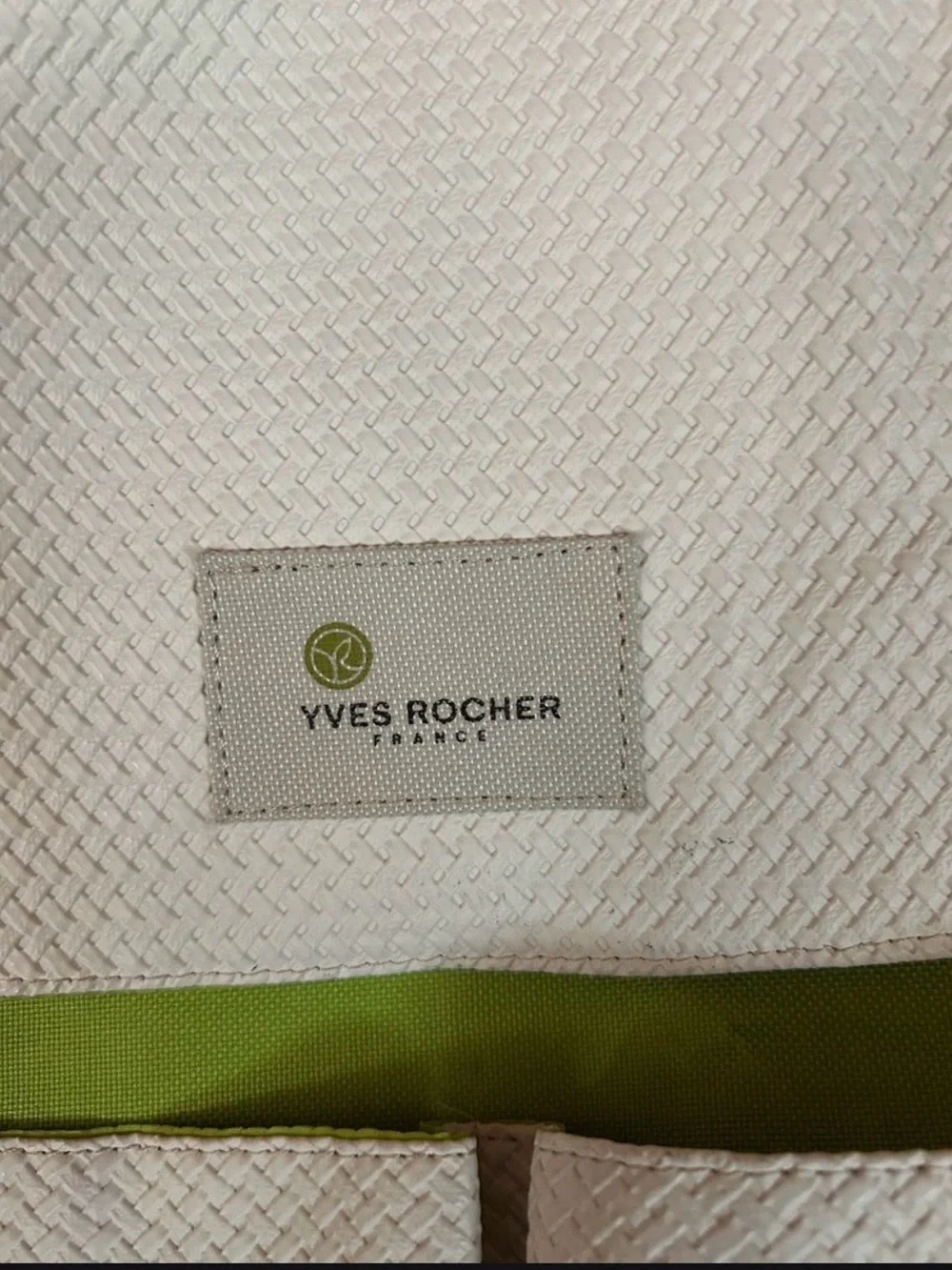 Yves Rocher Cream & Lime Green Textured Backpack